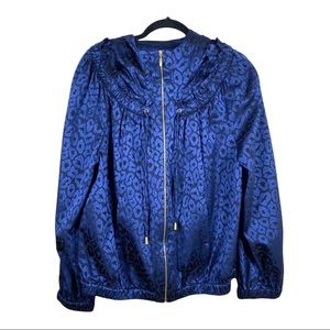 St. John Jacquard Paisley Leopard Print Hooded Jacket (L)